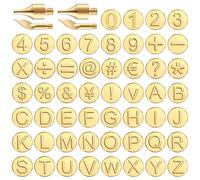 Wood Burning Letters 56PCS/Set Durable Brass Wood Burning Numbers with Wood Burning Tip Wood Burning Tool with Letters Including Alphabet Number Symbol for Wood Burner Craft DIY Embossing Carving