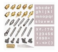 Wood Burning Letters, DIY Wood-Burning Pen Engraving Soldering Tips, Pyrography Soldering Iron Set for Gourd and Leather Pyrography, Engraving, Chrome - Tipped Pen and Welding Tools, 57 - Piece Set