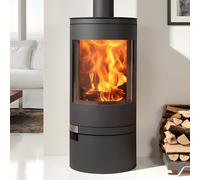Akita 6.3kw Curved Contemporary Wood Burning Multi-Fuel Stove