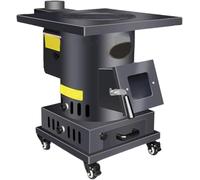 Wood Burning Stove - 10mm Thick Cast Iron Liner, Indoor/Outdoor Gasification with Viewing Window, Firepower Adjustment, Oven & Handle for Cooking and Heating, Includes 200cm Chimney