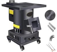 Wood Burning Stove - 10mm Thick Cast Iron Liner, Indoor/Outdoor Gasification with Viewing Window, Firepower Adjustment, Oven & Handle for Cooking and Heating, Includes 200cm Chimney