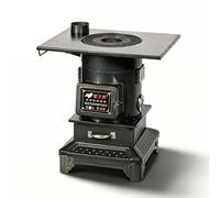 Wood Burning Stove, Camping Cook Stove, Portable Outdoor Patio Heater | Multi-function Stove Heats & Cooks, Gasification Burn, Cast Iron Rings, Ash Pan, Camping Patio Emergency(Large)