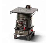 Wood Burning Stove, Camping Cook Stove, Portable Outdoor Patio Heater | Multi-function Stove Heats & Cooks, Gasification Burn, Cast Iron Rings, Ash Pan, Camping Patio Emergency(Medium)