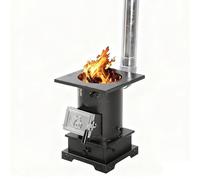 Wood Burning Stove for Camping Tent Heating and Outdoor Cooking Heavy-Duty Steel Cooking Stoves with Chimney Pipe for Cabin, Patio & Off-Grid Living