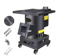 Wood Burning Stove For Home Heating, 10mm Thick Cast Iron Liner, Indoor Outdoor Gasification Stoves With Viewing Window Firepower Adjustment Gears, Oven & Handle, For Cooking, Heating(200cm chimney)