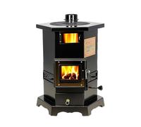 Wood Burning Stove, Hexagonal Multi Functional Fireplace with Viewing Window & Oven, Efficient Heating & Cooking Solution for Home, Cabins, Tents & Off Grid Living