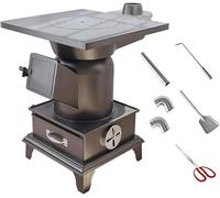 Wood Burning Stove, Multifunctional Heating Stove with Sealed Lid and Rotating Pig Iron Grate, Large Capacity Ash Box for Wood, Coal, Straw and More