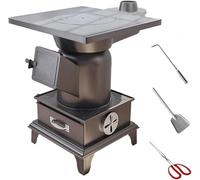 Wood Burning Stove, Multifunctional Heating Stove with Sealed Lid and Rotating Pig Iron Grate, Large Capacity Ash Box for Wood, Coal, Straw and More