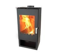Wood Burning Stove Verso Ina Black 7.5kW Log Burner with Log Store EcoDesign