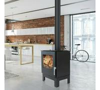 Wood Burning Stove Verso Rheia L Black 5kW Log Burner Raised Legs EcoDesign A