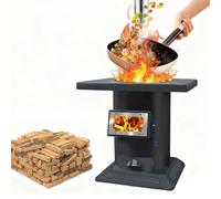 Wood Burning Stove with Chimney Camp Stove Smokeless Cooker for Indoor Outdoor Heating Cooking for Tent, Courtyards, Shelter, Multi-Fuel Compatible