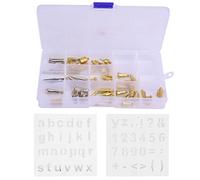 Wood Burning Tips, 56PCS Brass Interchangeable Stencil Tool Alphabet Number Stencils Set with Storage Box for Pyrography Soldering Carving Wood Leather Craft Hobby