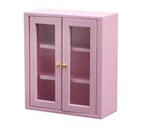 Wood Cabinet Toy Figure Display Shelf Model Realistic Vintage Realistic Doll House Pretend Girls Realistic Cabinet Dollhouses Kitchen Cabinet