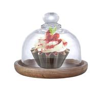 Wood Cake Stand - Small Cake Plate Stand with Dome Lid,Wooden Dessert Holder Party Decorations for Kitchen Baking Snack Food Cookie Fruit Cupcake Pie Birthday Wedding