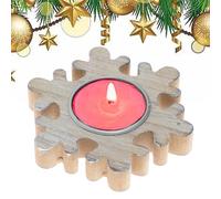 Wood Candle Holder, Rustic Farmhouse Candle Holders For Table Centerpiece, Wooden Votive Holder With Five-Point-ed Star And Snowflake Shape, Candle Stand For Home Decor