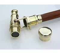 Wood Cane Telescope Walking Stick Hidden Spy Brass Handle