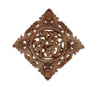Wood Carved Applique CornerOnlay， Square Wood Carved Onlay Applique Chinese Character Fu 20cm 7.9inch for Furniture