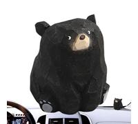 Wood Carved Bear - Small Bear Figurines, Small Carving Figurine Desk Wooden Bear | Standing Tabletop Ornaments Collectible Indoor Outdoor Miniature (1.38x1.18x1.38 Inches)(Black, White, Brown)