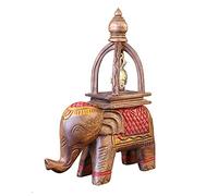 Wood Carved Elephant Bells, Decorative Southeast Asian Ornaments, Crisp Copper Bell Instruments for Zen Sound Therapy, Meditation and Home Décor