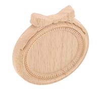 Wood Carved Mirror Frame Applique for DIY Craft Makers, Khaki | Unfinished Wood Surface, Polished Detail, 2.76x2.36x0.08in Size, for Doors, Cabinetry Upgrades, Living Rooms