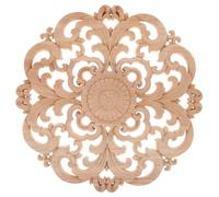 Wood Carved Onlay Applique for Furniture and Mirror Frames | Natural Solid Wood, Single Sided Carved Pattern, Unpainted Finish, Khaki Tone, for Home Interior Decor Random Style