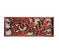 Wood Carved Wall Hanging Panel | Long Rectangle Relief Art for Living Room Background Decor(Color 7)