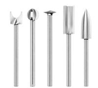 Wood Carving Bits 3mm Shank HSS Rotary Burr 5-Piece | For Dremel Rotary Tool; DIY Micro Engraving Sculpting Root Carving; 1/3 Inch Head