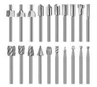 Wood Carving Bits Engraving Router Bit, 20pcs HSS Different Rotary Burr Set with 1/8"(3mm) Shank for Rotary Tools for DIY Woodworking, Carving, Drilling, Engraving, Trimming