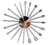 Wood Carving Bits Set for Dremel Rotary Tool - 20Pcs HSS Burrs With 3mm Shank for Woodworking, Engraving, Drilling, Grooving