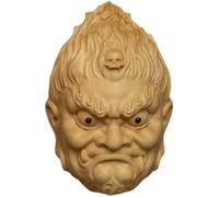 Wood Carving Buddhism Fudosan(Mahakala) Praying for Good Fortune,Buddha Statue Decor Solid Wood Carving for Home Decor Ornaments