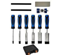 Wood Carving Chisel Set 10-Pieces with Sharpening Stone & Honing Guide, Carpenter Pencil for Carpentry Woodworking Storage Box Included