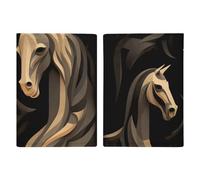 Wood Carving Horse Passport Holder Cover PU Leather Waterproof Passport Case Travel Wallet with Credit Card Slots for Women Men, style, 20.3x13.8cm