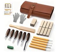 Wood Carving Kit for Beginners & Adults, 27 Pcs Whittling Set with 11 Carving Knives, 2 Chisels, 9 Poplar Wood Blocks, Walnut Wood Handles, Stainless Steel Tools