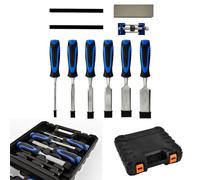 Wood Carving Kit with 6 Pieces Wood Carving Chisels - 6mm,13mm,19mm,25mm,32mm,38mm - Chisel Set Woodworking Professional Wood Cutting Tools with Honing Guide, Sharpening Stone, Pencil & Storage Case