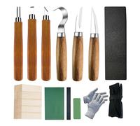 Wood Carving Tools kit 23 Pcs Wood Whittling Kit 23 in 1 Wood Chip Carving Tools Set for Beginners, with 6 Whittling Tools 10 Basswood Carving Blocks 1 Gloves Sharpener Oil Wax Roll Bag Box