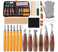 Wood Carving Tools Kit, 30 in 1 Wood Whittling Kits, Chip Carving Tools Set Includes 12PCS Whittling Tool and Basswood Blocks, Woodworking Set for Beginners and Professionals