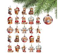 Wood Cat Christmas Ornament For Christmas Tree Decoration, 2D Hangable Charm Pendant, Ginger Cat Playful Photocard, Holiday Party Decoration, For Bedroom Home Living Room Classroom School Small Space