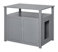 Wood Cat Litter Box Enclosure Furniture Adjustable Interior Wall Grey Pawhut