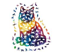 Wood Cat Puzzle - 201 Pieces Bedroom Decoration | 26x33cm Irregular Animal Puzzles | For Adults Teens Cat Lovers Collectors Family Gatherings Game Night Holiday Birthday Office Living Room