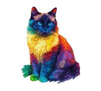 Wood Cat Puzzle - 320g 201PCS Wooden Jigsaw Décor, Irregular Animal Creative Challenge, Cat Lovers Activity Display | Living Room Bedroom, Study Holiday, Birthday Family Gathering, Game Night