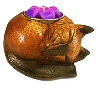 Wood Cat Tea Light Candle Holder-Scented Candle Included-Boxed (Multi)