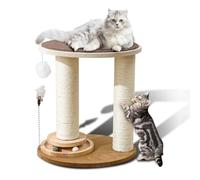 Wood Cat Tree Tower with Scratching Posts - Handmade Cat Condo for Indoor Cats - Cat Scratcher & Resting Platform - Stable & Stylish Cat Furniture