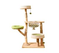 Wood Cat Trees, Modern Large Kitty Activity Center Tower, Pet Furniture Play House with Top Perch, Multi Level Pussy Condos for Indoor Cats(139cm)