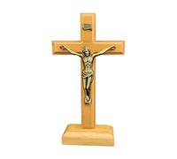 Wood Catholic Cross Crucifix With Stand Religious Prayer Tabletop Decoration Home Shelf Tabletop Ornaments Gift Small Wood Cross