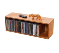 Wood CD Storage Organizer, Stackable Media Rack for Shelf Display