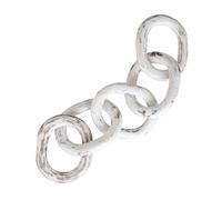 Wood Chain Link Decor Hand Carved 5-Link Wood Knot Decorative Chain, Rustic Wood Link Decorative Object Large Wooden Chain for Home Living Room Coffee Table Farmhouse White