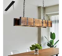 Wood Chandeliers Farmhouse Linear Chandelier Rustic Dining Room Light Fixtures Over Table Pendant Lights Industrial Wood Metal Hanging Lighting Rectangle Chandeliers for Dining Room Restaurant Bar