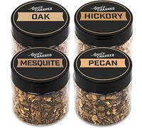 Wood Chips for Cocktail Smoker - Bold 4-Pack: Pecan, Hickory, Oak, Mesquite Woods Chips for Drinks - Cocktail Smoker Chips - Whiskey Wood Chips by Aged & Charred Bold Pack