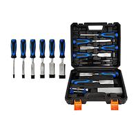 Wood Chisel Set, 10 Pieces Chisel Set Woodworking Tools with Storage Case, Heated Tread Cr-V Alloy Chisel(6/13/20/25/32/38mm), Honing Guide, Sharpening Stone & 2 Carpenter Pencils