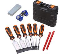 Wood Chisel Set 10pcs Carpenter Woodworking Tool with 6-Piece Carving Chisels Honing Sharpening Stone Pencils and Solid Case Practical Carpentry for Woodworker Craft